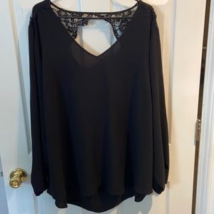 Torrid Long Sleeve Black Top With Lace Cut Out